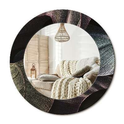 Lustro z nadrukiem okrągłe Ciemne tropikalne liście