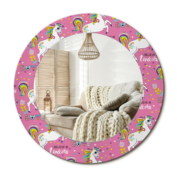 Lustro dekoracyjne okrągłe Magiczny jednorożec