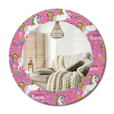 Lustro dekoracyjne okrągłe Magiczny jednorożec