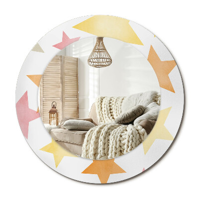 Lustro z nadrukiem okrągłe Pastelowe gwiazdy