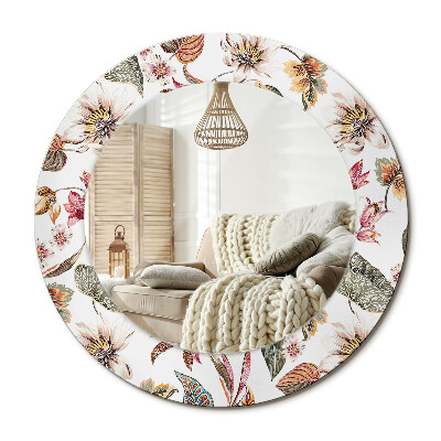 Lustro dekoracyjne okrągłe Kwiaty vintage