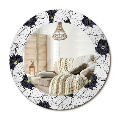 Lustro z nadrukiem okrągłe Kwiatowa kompozycja