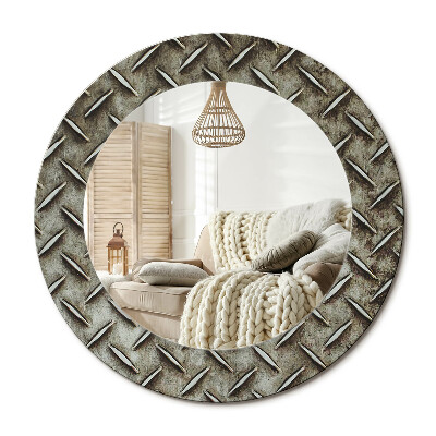 Lustro dekoracyjne okrągłe Stalowa tekstura
