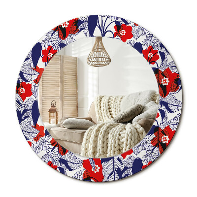 Lustro z nadrukiem okrągłe Filodendrony