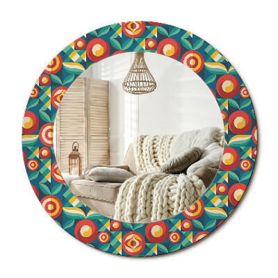 Lustro dekoracyjne okrągłe Geometryczne owoce i liście