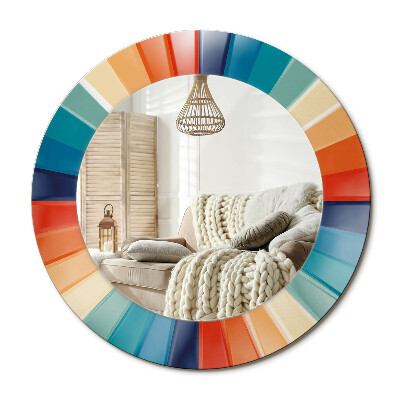 Lustro z nadrukiem okrągłe Kolorowe promienie kafelki