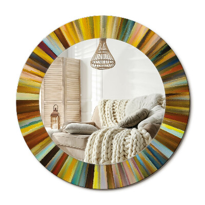 Lustro z nadrukiem okrągłe Kolorowe promienie