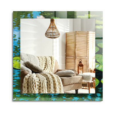 Lustro dekoracyjne prostokątne Lilie wodne staw