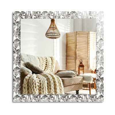 Lustro z nadrukiem prostokątne Liście i kwiaty