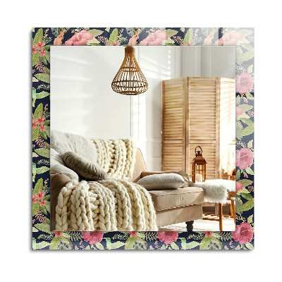 Lustro dekoracyjne prostokątne Kwiaty i ptaki