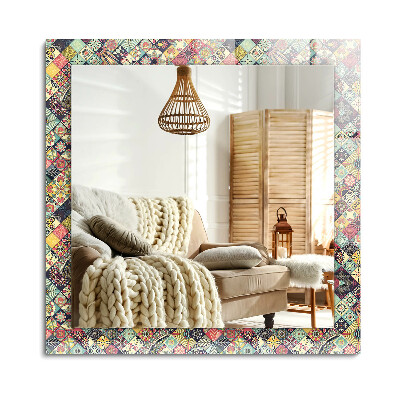 Lustro dekoracyjne prostokątne Kolorowe wzory patchwork