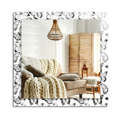 Lustro dekoracyjne prostokątne Czarno-białe motyle