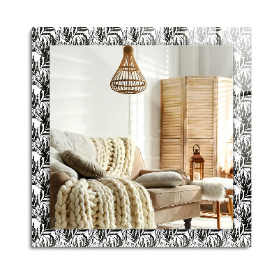 Lustro dekoracyjne prostokątne Czarno-białe liście