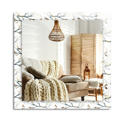 Lustro dekoracyjne prostokątne Ptaki na gałęziach