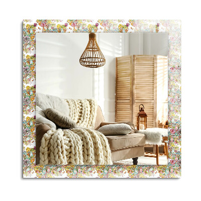 Lustro dekoracyjne prostokątne Kolorowe motyle kwiaty