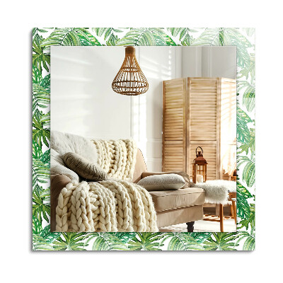 Lustro dekoracyjne prostokątne Zielone liście tropikalne