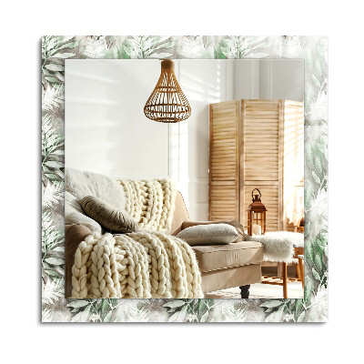 Lustro dekoracyjne prostokątne Liście zielone wzór