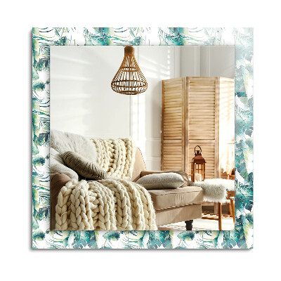 Lustro dekoracyjne prostokątne Zielone liście tropikalne