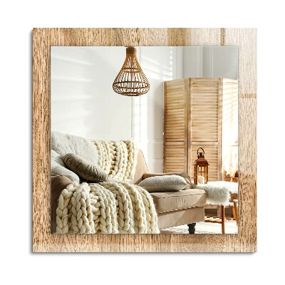 Lustro dekoracyjne prostokątne Drewniana tekstura