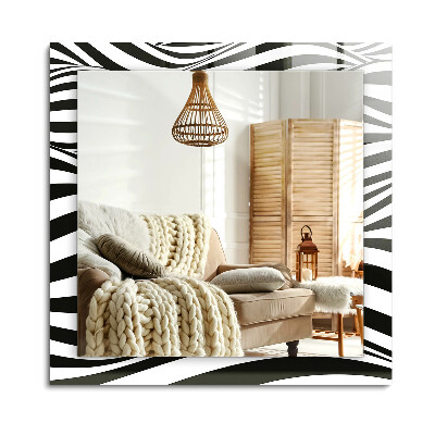 Lustro dekoracyjne prostokątne Czarno-białe fale