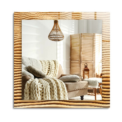 Lustro dekoracyjne prostokątne Fale drewniane