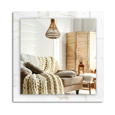 Lustro dekoracyjne prostokątne Biały marmur wzór