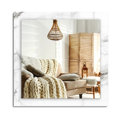 Lustro dekoracyjne prostokątne Biały marmurowy wzór