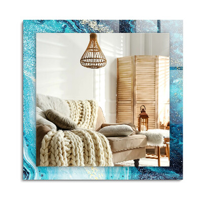 Lustro z nadrukiem dekoracyjne prostokątne Abstrakcyjna sztuka niebieska