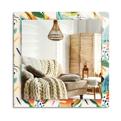 Lustro dekoracyjne prostokątne Kolorowe liście wzór