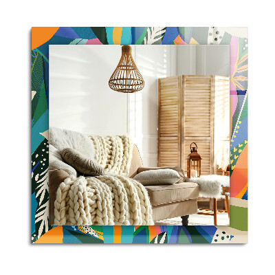 Lustro dekoracyjne prostokątne Kolorowe abstrakcyjne kwiaty