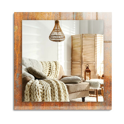 Lustro dekoracyjne prostokątne Rdza metalowa powierzchnia