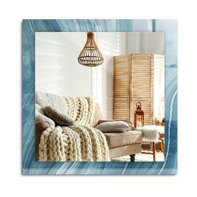 Lustro z nadrukiem prostokątne Abstrakcyjne niebieskie linie