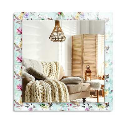 Lustro dekoracyjne prostokątne Kwiatowy i Ptaki