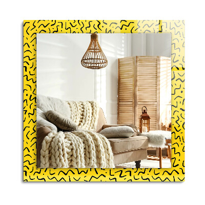 Lustro z nadrukiem prostokątne Żółty wzór abstrakcyjny