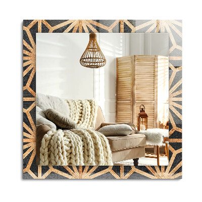 Lustro z nadrukiem prostokątne Drewniany geometryczny wzór