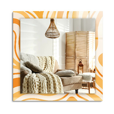 Lustro z nadrukiem prostokątne Abstrakcyjne pomarańczowe wzory