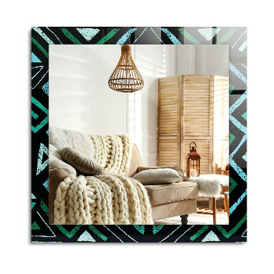 Lustro z nadrukiem dekoracyjne prostokątne Geometryczny wzór turkusowy