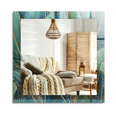 Lustro dekoracyjne prostokątne Liście linie