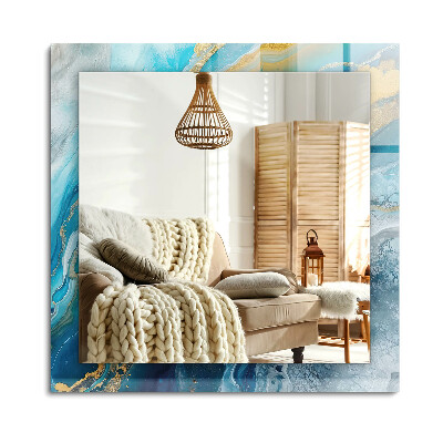 Lustro z nadrukiem prostokątne Abstrakcyjny Marmur Żywica