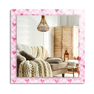 Lustro dekoracyjne prostokątne Różowe serca