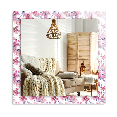 Lustro z nadrukiem prostokątne Kwiaty akwarela wzór