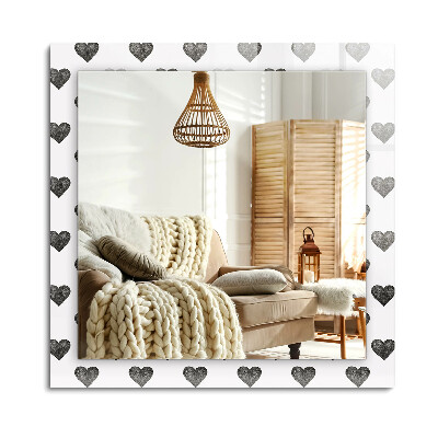 Lustro dekoracyjne prostokątne Czarne serca wzór