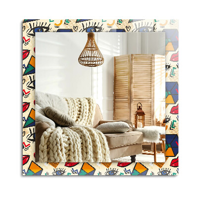 Lustro z nadrukiem prostokątne Oczy usta kształty