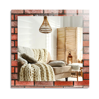 Lustro dekoracyjne prostokątne Ceglana ściana czerwona