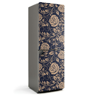 Mata magnetyczna na lodówkę Kwiatowy motyw z zielonymi liśćmi