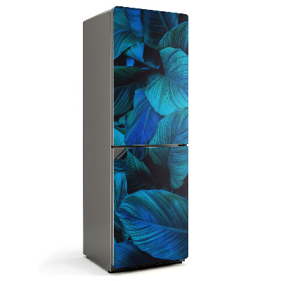 Mata magnetyczna na lodówkę Niebieskie liściaste motywy