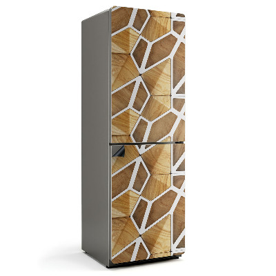 Mata magnetyczna na lodówkę Konstrukcja z motywem geometrycznym drewna