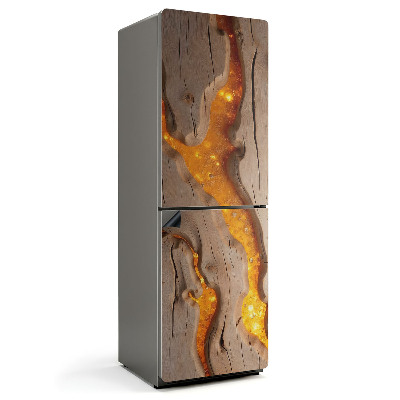 Mata magnetyczna na lodówkę Wzór drewna z żywicą w naturalnym stylu