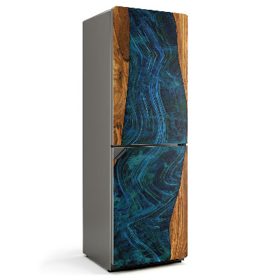 Mata magnetyczna na lodówkę Fala żywicy na drewnianej powierzchni