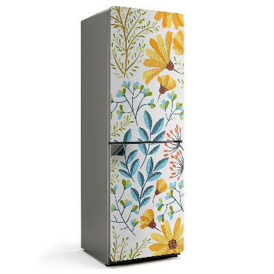 Mata magnetyczna na lodówkę Kwiatowy motyw z zielonymi liśćmi